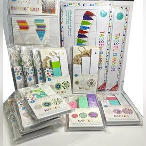 NWT - 14 Packages of Party Decorations. Paper Fans, & Tassel & Pennant Banners